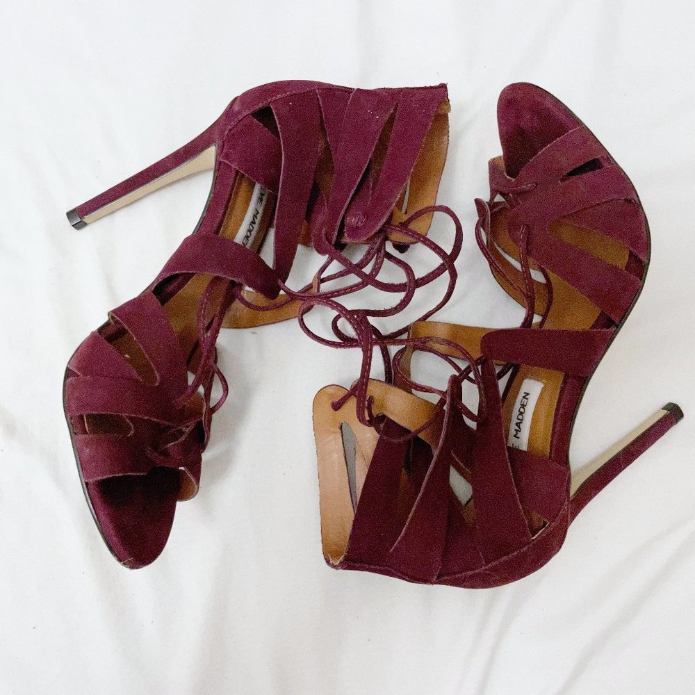 Steve Madden Burgundy Strap Heels